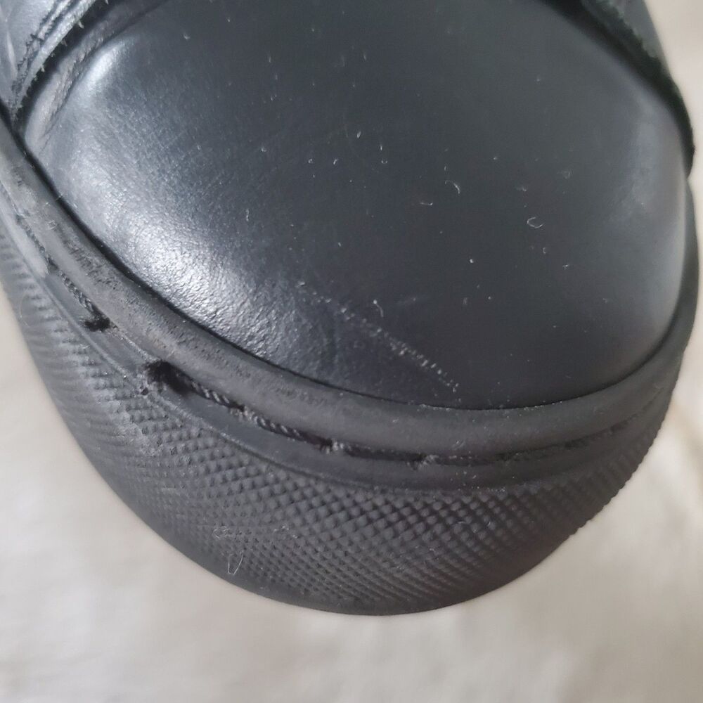 Valentino Men’s High Top Sneakers Size 10 Black Monogram Leather Lace Up Italian - Picture 8 of 16